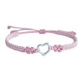 thumbnail image 1 of Heart Shape Peach Flower Woven Bracelet Cute Heart Shape Design Adjustable Sliver Transship Bracelets For Womens Girls, 1 of 3