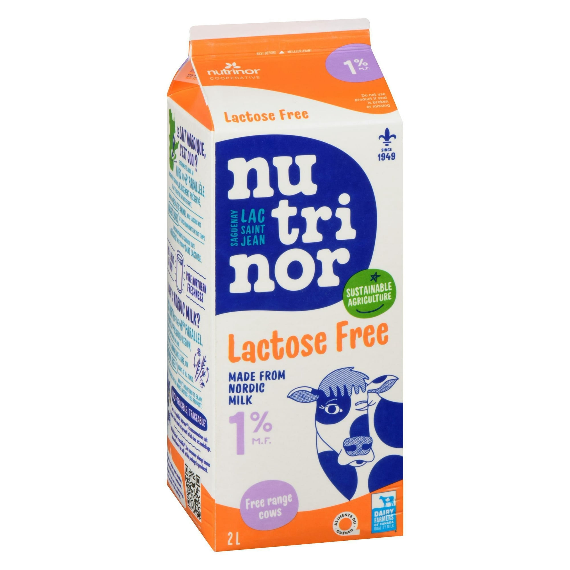 2L Lait Sans lactose 1 % Nutrinor