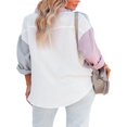 thumbnail image 4 of MesaSe Women‘s Blouse Contrast Color Stitching Long Sleeve Lapel Button Closure Loose Versatile Casual Shirt Tops, 4 of 6
