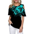 thumbnail image 1 of DYMADE Women Round Neck Off Shoulder Short Sleeve Floral Casual Top, 1 of 3