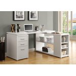 Monarch Specialties Computer Desk, Home Office, Corner, Left, Right Set-up, Storage Drawers, L Shape, Work, Laptop, Laminate, White, Contemporary, Modern
