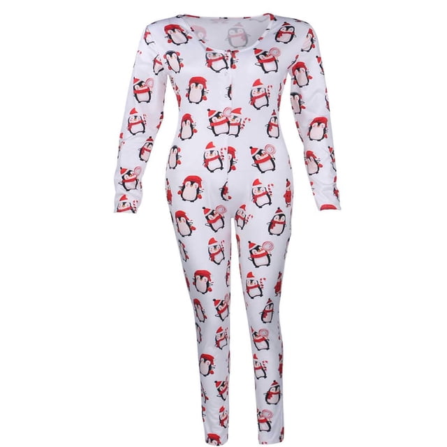 Womens One Piece Sleepwear Cartoons Print Pajamas Jumpsuit Rompers