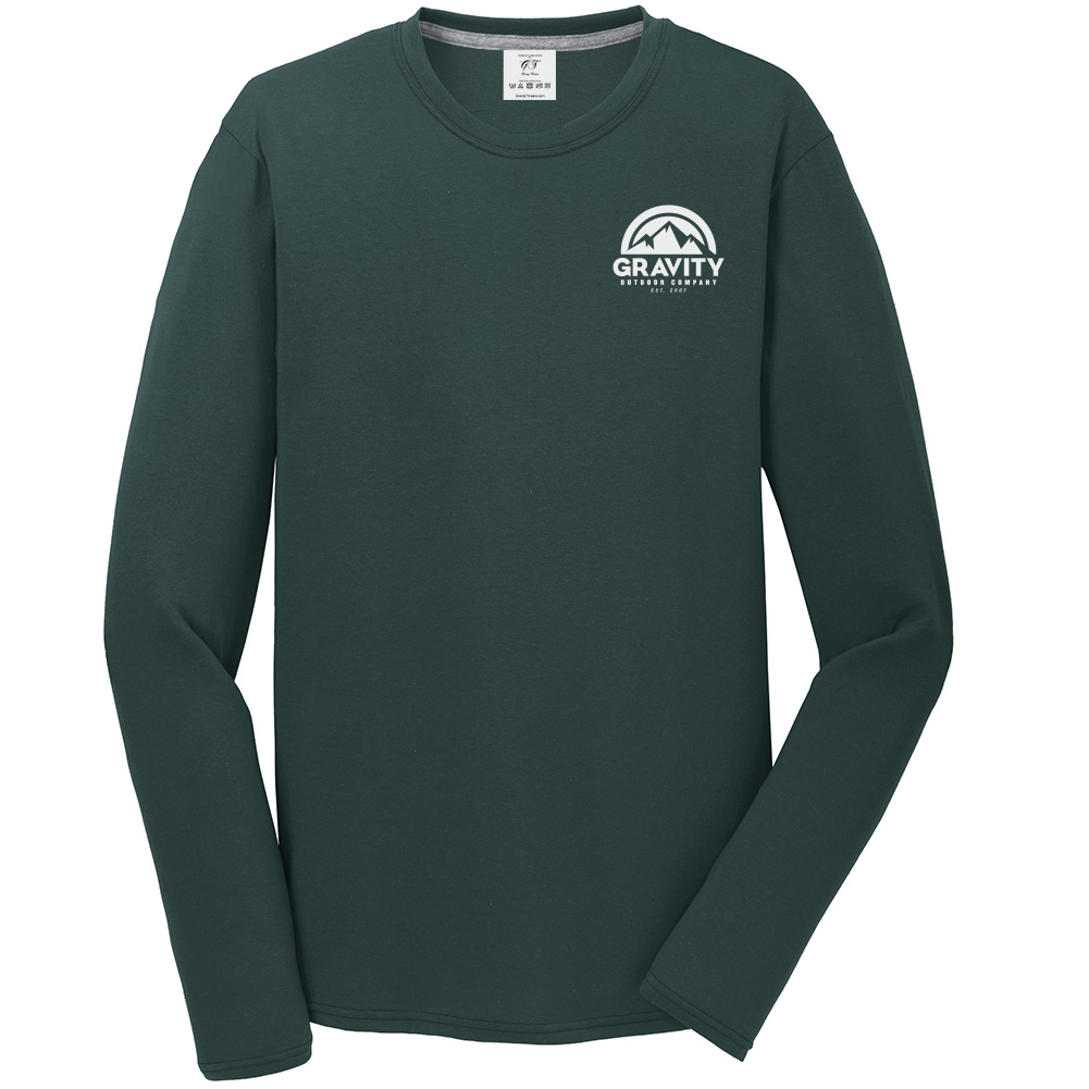 Gravity Outdoor Co. Chemise à Manches Longues Performance - Vert Foncé - Logo Blanc - 2TG