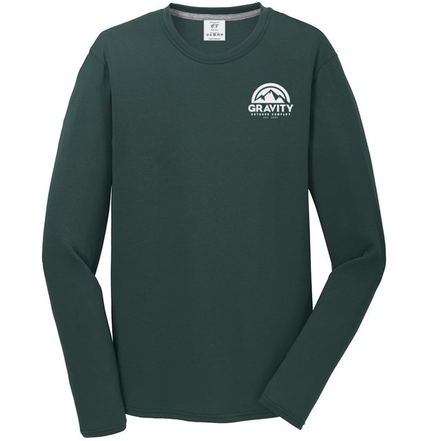 Gravity Outdoor Co. Chemise à Manches Longues Performance - Vert Foncé - Logo Blanc - G