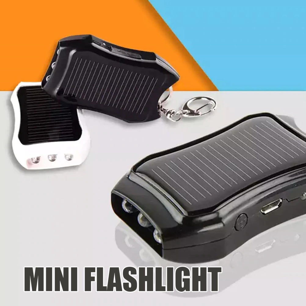 Solar Portable Charger Keychain Mini Power Bank LED Flashlight Outdoor USB Battery Pack Emergency Phone Charger