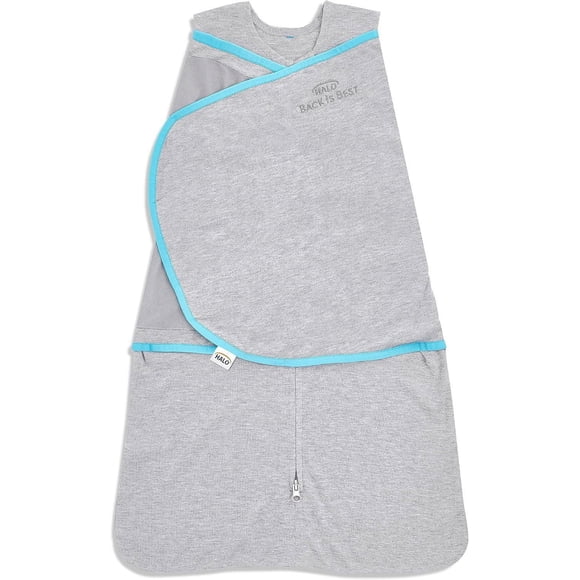 Halo Baby Sleepsack Swaddle Wearable Blanket, 3-Way Adjustable Infant Sleepsack , TOG 1.5, Ideal Temp, Heather Grey/Aqua, Newborn
