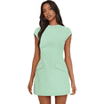 thumbnail image 3 of Robe d'Été pour Femme à Col Montant, Manches Courtes, Mini Robe de Boîte de Nuit, Vert Pâle, TG, 3 of 8