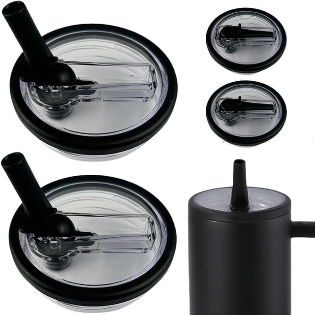 2Pcs 40 oz Tumbler Flip Straw Lid Replacement Fit, Replaceble Tumbler Flip Straw Lid, Spill Proof Splash Resistant Tumbler Lids, Tumbler Cover for Car Cup and 40 oz Cup