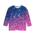thumbnail image 4 of lcziwo Filles 2025 Mode d'Automne T-Shirts à Manches 3/4 Enfants Scintillants Imprimés Décontractés Col Rond Hauts en Coton Amples Chandails Blouses Multicolores Ropa de Verano Para Mujer, 4 of 6