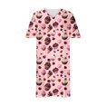 thumbnail image 2 of Ovzne Robes pour Femmes Robe de Plage Robe pour Femmes Grande Taille Style Mignon Imprimée Ample Décontractée à Manches Courtes Col en V Longueur Genou Robe de Printemps à Manches Courtes Imprimée Liquidation, 2 of 4