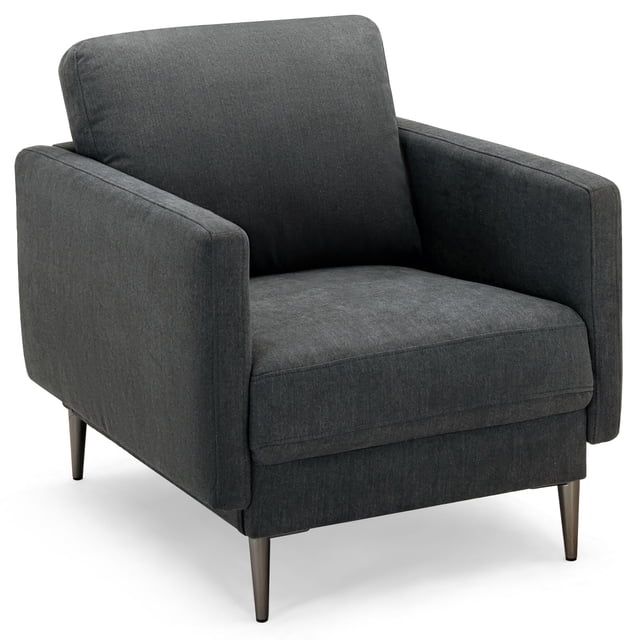 Costway Fauteuil d'Appoint Moderne Rembourré Fauteuil Simple Fauteuil à Accoudoirs Salon Meuble Gris