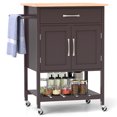 thumbnail image 1 of Gymax Rolling Kitchen Island Cart w/ Drawer 2-Door Storage Cabinet Bottom Tray Brown, 1 of 9