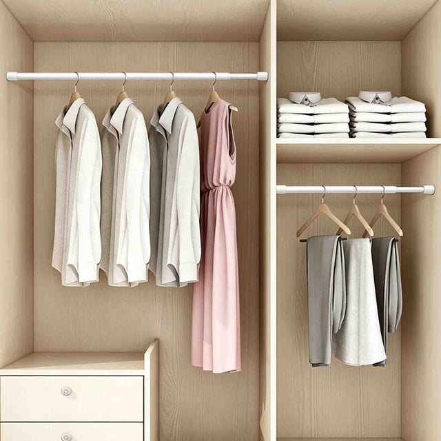 Tringle à Rideaux Télescopique en Acier Inoxydable à Tension / Tringle de Douche Réglable Sans Perçage pour Salle de Bain / Barre de Soutien Rétractable pour Séchage des Vêtements pour l'Organisation de la Maison et l'Économie d'Espace