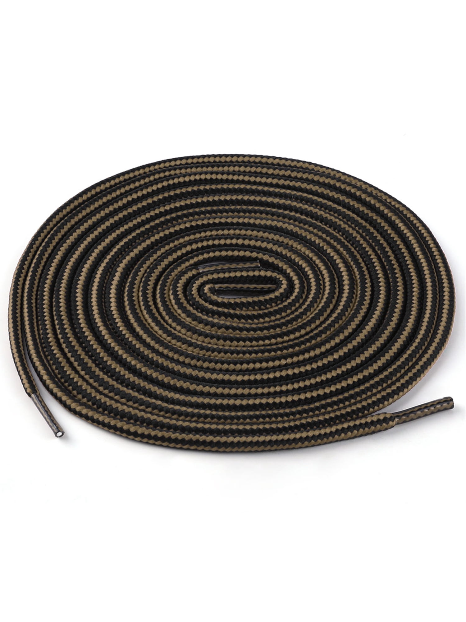 INSPIRE CHIC Unisex Round Rope Dual Colored Striped 1/5 Thick Boot Shoelace 120cm / 47.24" Light Brown Black