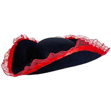 Slccxzc Womens Pirate Captain Hat, Lace Edge Wide Brim Pirate Hat for Party