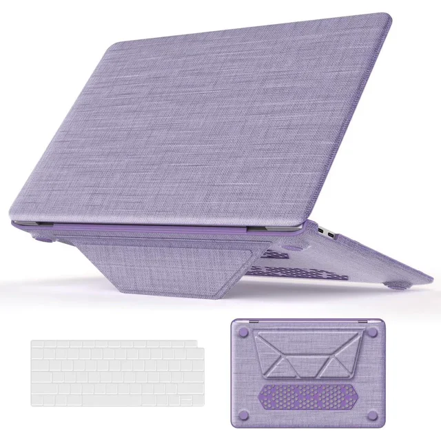 Compatible for MacBook Air 13 inch Case 2018-2021 M1 A2337 A2179 A1932 with Retina Display, Fabric Textured Hard Shell with Foldable Kickstand & Keyboard Cover for MacBook Air 13'' Case