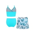 thumbnail image 2 of iiniim Kids Girls 3Pcs Rash Guard Tropical Print Cover Up Swimsuit Swim Tank Top and Brief Set Bathing Suit Lake Blue 13Y, 2 of 5