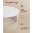 thumbnail image 3 of VASAGLE Coffee Table with Storage, Round Center Table for Living Room with Fabric Basket, Modern Style, Metal Frame, Matte White and Camel Brown, 3 of 6
