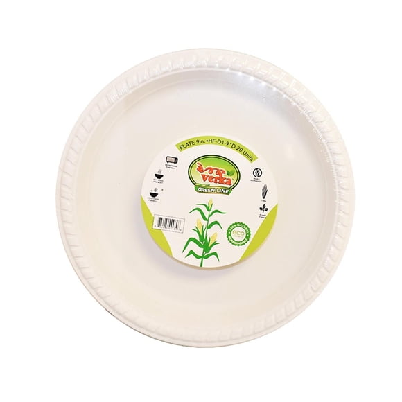 Verka Green Line 9 inch Disposable Plates, 20 Pieces