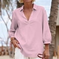 thumbnail image 1 of Jacenvly Hauts pour Femmes Liquidation Chemise à Manches Longues Col Porte Tube Régulier Couleur Unie Haut pour Femme Chemise Hauts pour Femmes Manches Longues, 1 of 5