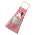 thumbnail image 3 of Apron PVC Pocket Adjustable Apron Waterproof Oil-proof Apron PVC Apron PVC Apron Bib Kitchen Accessory, Type 1, Pink, 3 of 8