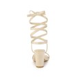 thumbnail image 2 of BLISSFUL STEP Women's Open Toe Lace up Block High Heels Sandals Beige 5.5, 2 of 8