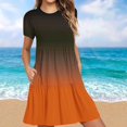 thumbnail image 2 of Weiqiqre Robes pour Femmes Été Décontractées à Manches Courtes Col Ras du Cou Robes T-Shirt Amples Évasées Mini avec Poches, 2 of 5