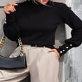 thumbnail image 4 of Ladies‘ Knitted Sweater with Long Sleeves and Turtleneck in Solid Color, 4 of 8