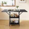 thumbnail image 2 of Costway Dining Table for 4-6People,47”Rectangular Kitchen Table with 2-tier Storage Shelves Black, 2 of 10