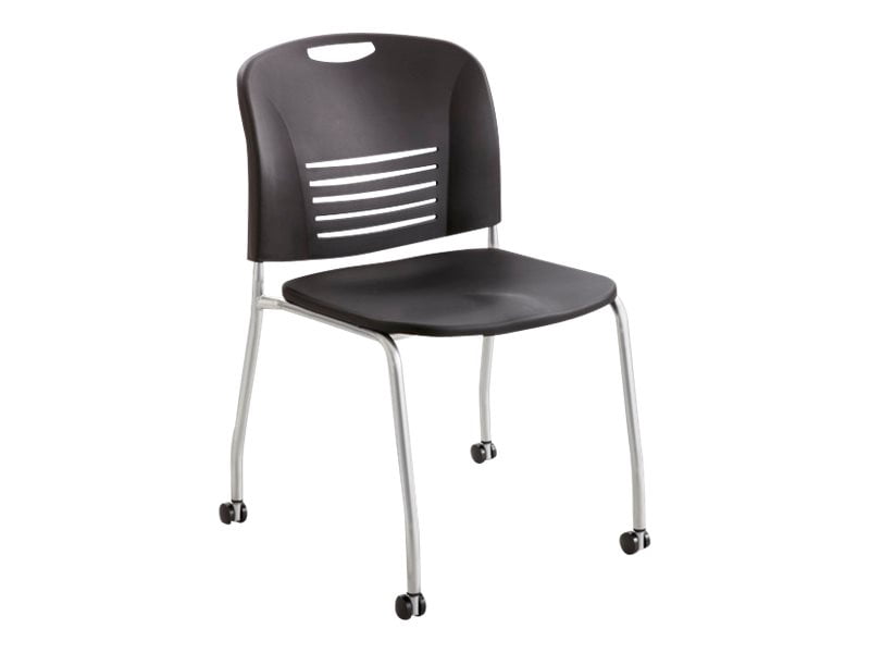 Safco Chaise Empilable à Jambe Droite Vy avec Roulettes, Noire (Ensemble de 2)