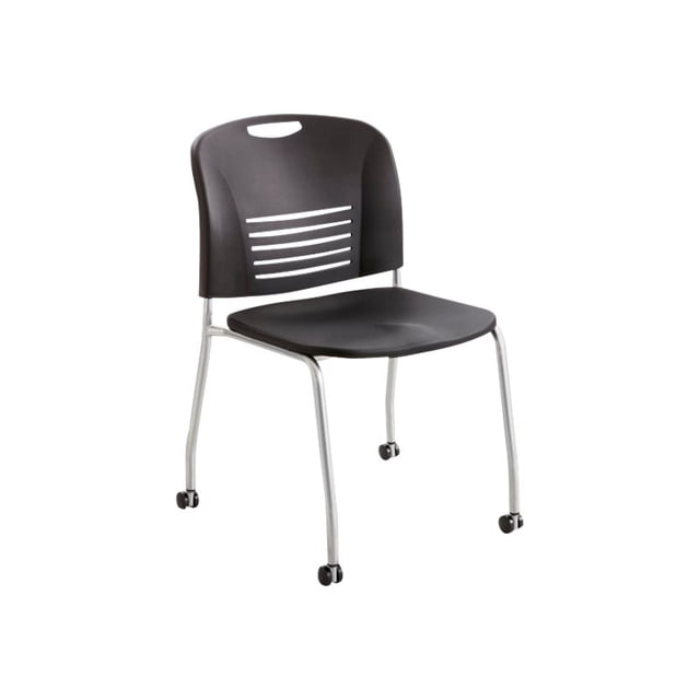 Safco Vy Straight Leg Stacking Chair with Caster in Black (Set of 2)