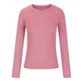thumbnail image 4 of zanvin Women's Fall Fashion Long Sleeve Stretch Slim Fitted Ribbed T-Shirt Blouse Solid Basic Tops,Pink,M, 4 of 4