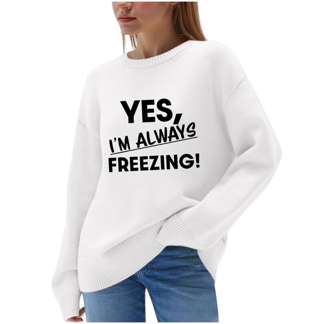 RXMEKW Chandail pour Femmes à Manches Longues à Col Rond Décontracté Blouse Haut Uni Imprimé avec Confort Toutes Saisons pour Usage Quotidien