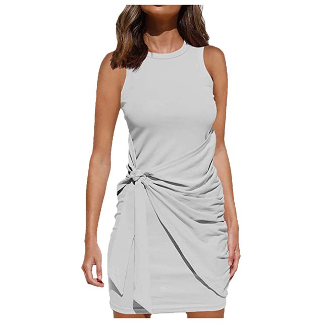TJAZFJPA Robes Formelles Grande Taille pour Femmes Nouvelle Jupe Robe Sans Manches à Col Rond Plissée Irrégulière d'Été Robe Violette Longues Robes d'Été pour Femmes