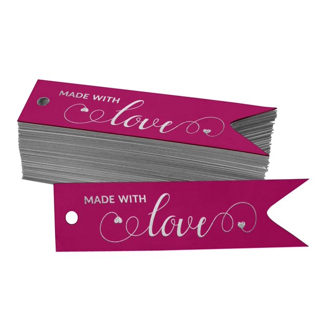 Inkdotpot Silver Foil Paper Hang Tags Made With Love Text Favor Tags 50 Pieces