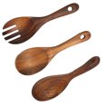 thumbnail image 1 of UPGRATOR Brown Wood Cooking Spoon 2Pcs Set For Salad And Soup Serving Long Flat Design Cutlery, 1 of 8