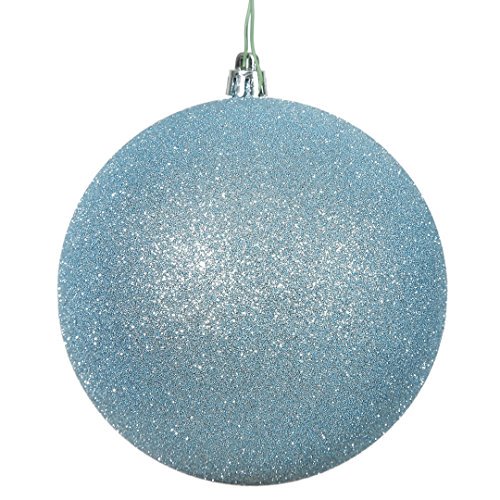 Vickerman N592032DG Boule Scintillante avec Incassable et Résistante aux UV, Capuchon Pré-Percé Sécurisé et Fil Floral Vert de 6 Pouces, 8 Pouces, Bleu Bébé