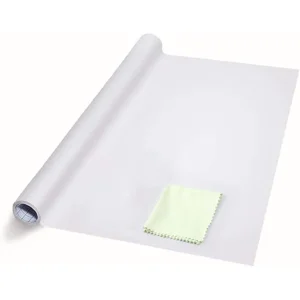 Estbridg Self-Adhesive Sticker mural en panneau blanc 17.7” X 78.7” Extra Large Fort & Papier mural durable à sec Tableau de message Tableau blanc pour le dessin Bureau Décor maison (Blanc)
