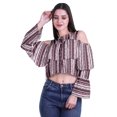 thumbnail image 2 of Moomaya Cold Shoulder Tops Shirts For Women Printed Casual Blouse Short Top, 2 of 4