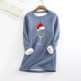 thumbnail image 1 of Hauts pour Femmes Décontractés d'Été et d'Hiver Mode Décontractée Tempérament Peluche Chaude sous-Couche Imprimé de Noël Manches Longues Col Rond Hauts Tenues Tendance pour Femmes 2023 en Liquidation, 1 of 6