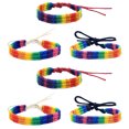 thumbnail image 3 of 6pcs Rainbow Woven Bracelet Unisex Pride Wristband Adjustable Colorful Bracelet, 3 of 9