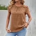 thumbnail image 2 of Tnhcen Blouses en Mousseline Unies à Col Rond pour Femmes / Chemises à Manches Pétales à Manches Courtes P-2TG / Hauts Élégants, 2 of 9