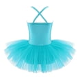 thumbnail image 2 of Ocealan Justaucorps de Danse à Paillettes Scintillantes pour Filles, Bretelles Spaghetti, Dos Croisé, Robe de Ballerine Bleue, 2 of 7