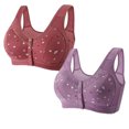 thumbnail image 1 of Timegard 2pc Bras for Women Plus Size Comfy Convenient Front Closure Bras Full Coverage Seniors Bralette, 1 of 2