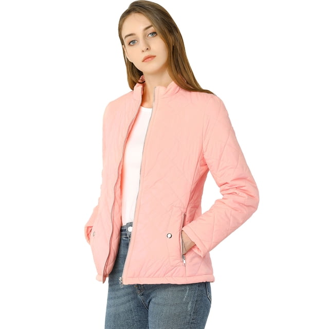 INSPIRE CHIC Veste Matelassée Légère à Col Montant à Fermeture Éclair pour Femme