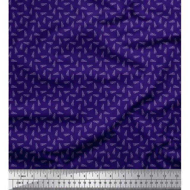 Soimoi Japan Crepe Satin Fabric Guitar Musical Instrument Print Sewing Fabric Yard 42 Inch Wide