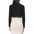 thumbnail image 3 of INSPIRE CHIC Women's Elegant Ruffle Collar Crop Cardigan Open Front Knitted Shrug Top M Black, 3 of 7