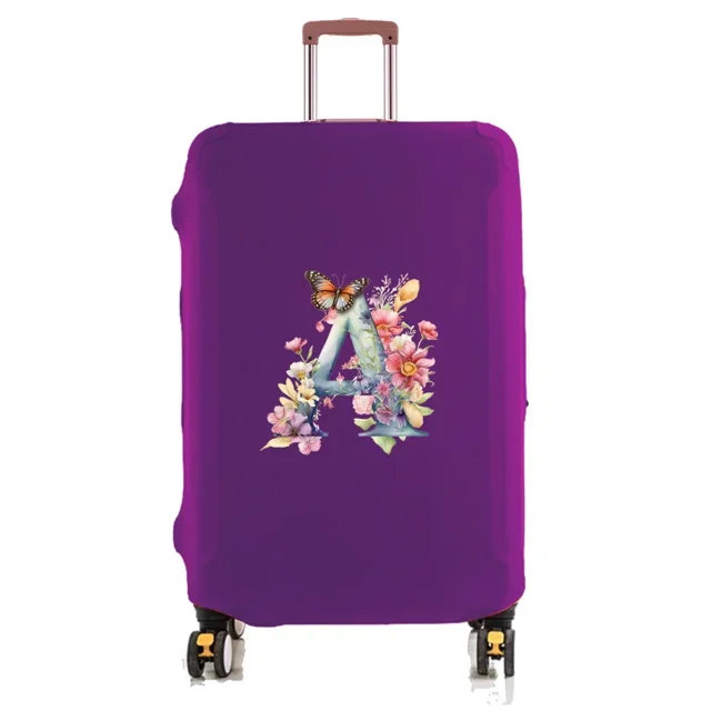 Travel Luggage Cover Baggage Suitcase Protector Washable Reusable Dustproof Scratch-proof Suitcase Cover Butterfly Print Pattern 8butterfly letter A XL