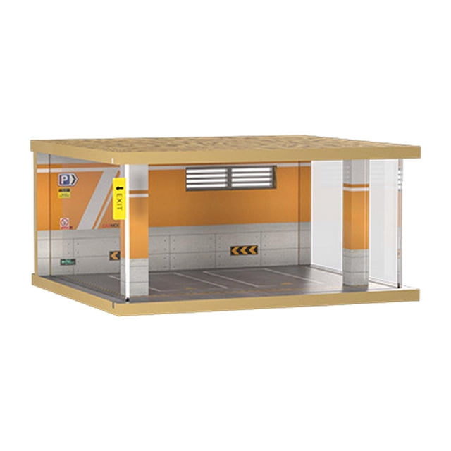 Milaget Diorama 1:32 Model Car Parking Lot Scene Diacast Car Display Cabinet Simulation DIY Modified Garage 2 Orange