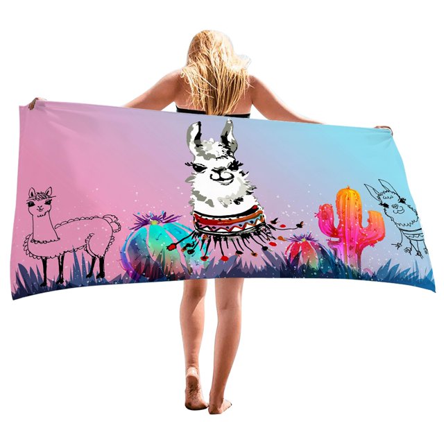 TopLLC Microfiber Beach Towel, Oversized Cute Animal Pattern Sand-Free Beach Towel, Thin Lightweight Absorbent Quick Dry Pool Towels Soft Breathable Travel Bath Towel for Adults Kids(30"x59")